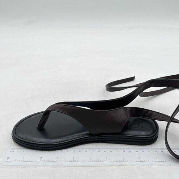 FOWT Women Split Round Toe Sandals Lace up Strappy Comfortable Flats Black - Picture 2 of 8